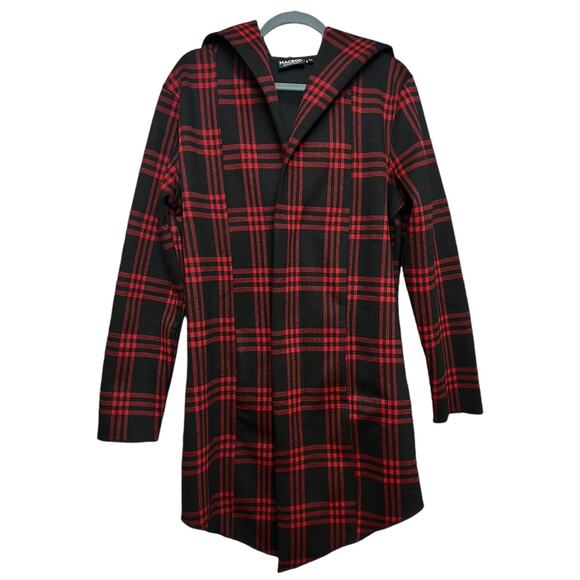 Maceoo Plaid Hooded Jacket Signature Sport Cardigan Sz S Long Sleeve Zip Closure - Picture 1 of 13